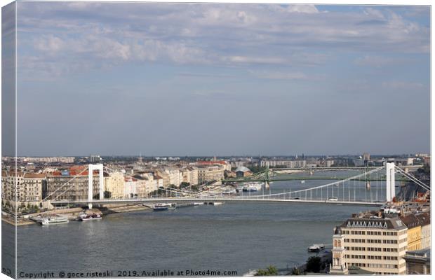Budapest bridges on Danube river cityscape Canvas Print by goce risteski