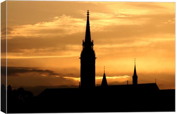 sunset Fisherman bastion silhouette Budapest Hunga Canvas Print by goce risteski