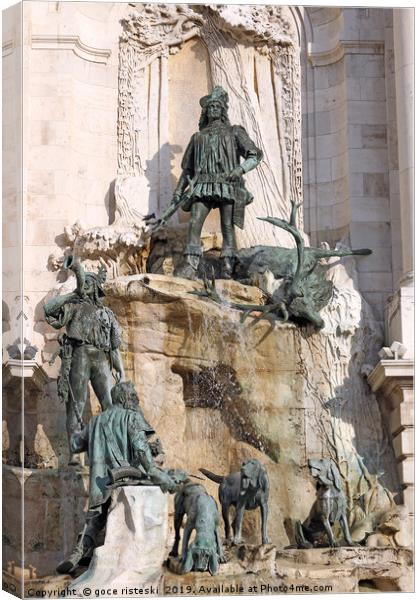 Buda castle Matthias fountain landmark Budapest Canvas Print by goce risteski