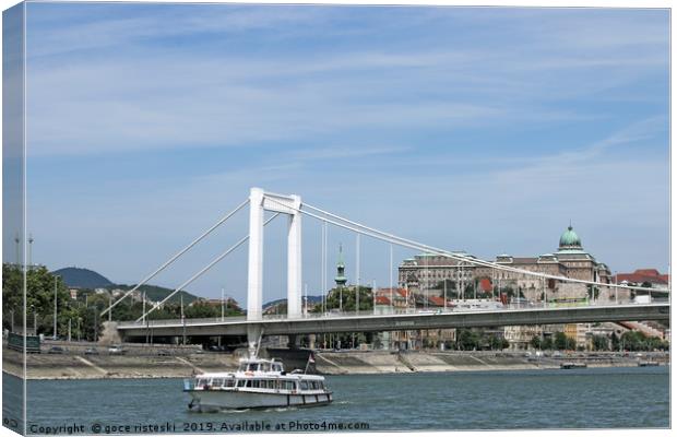 Elisabeth bridge on Danube river Budapest Canvas Print by goce risteski