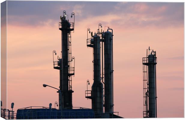 petrochemical plant industry zone twilight Canvas Print by goce risteski