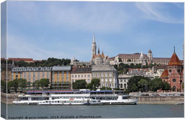 Fisherman bastion Danube riverside Budapest Canvas Print by goce risteski