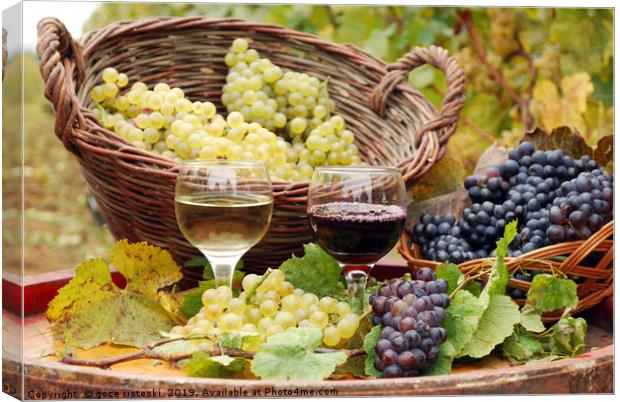 red and white wine with grape autumn season Canvas Print by goce risteski