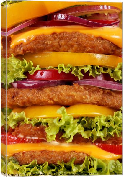 big hamburger closeup food background Canvas Print by goce risteski