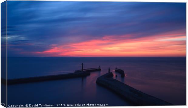 Sunset at  Whitby Harbour - North Yorkshire  Canvas Print by David Tomlinson