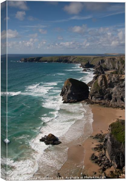 Bedruthan steps - North Cornwall Canvas Print by David Tomlinson