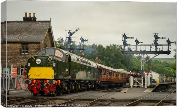 Class 40 D213 Andania departs Grosmont  Canvas Print by David Tomlinson