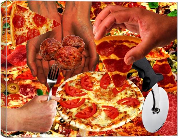 PIZZA IS LIFE-THE HANDS THAT FEED Canvas Print by OTIS PORRITT