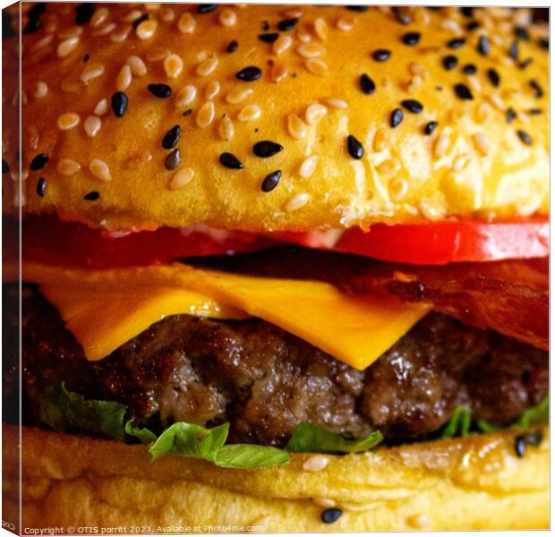 CHEESEBURGER (SESAME BUN) Canvas Print by OTIS PORRITT