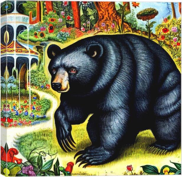 Black Bear (in the style of,Hieronymus Bosch) 6 Canvas Print by OTIS PORRITT