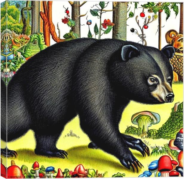 Black Bear (in the style of,Hieronymus Bosch) Canvas Print by OTIS PORRITT