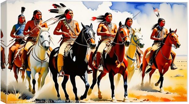 PLAINS WARRIORS 2 Canvas Print by OTIS PORRITT