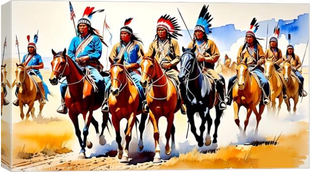 PLAINS WARRIORS 4 Canvas Print by OTIS PORRITT