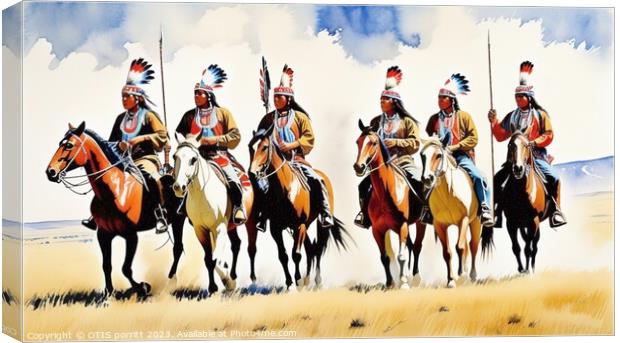 PLAINS WARRIORS  Canvas Print by OTIS PORRITT