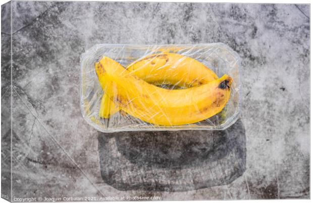 Plastic waste is unsustainable, polluting unnecessary fruit wrap Canvas Print by Joaquin Corbalan