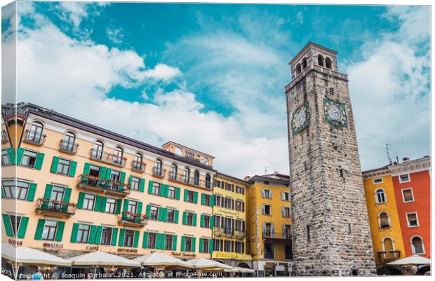 Riva del Garda, Italy - September 22, 2021: Colorful streets of  Canvas Print by Joaquin Corbalan