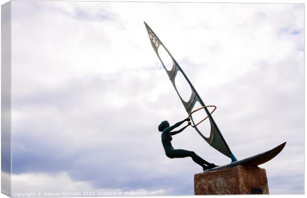 Gran Canaria, spain - January 12, 2022: Sculpture of a surfer wo Canvas Print by Joaquin Corbalan