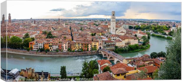 Panoramic from the top of the Castle of Verona, with a view of t Canvas Print by Joaquin Corbalan