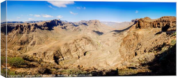 Views of the Fataga valley in Gran Canaria, from the viewpoint o Canvas Print by Joaquin Corbalan