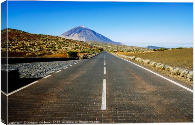 A paved road leads adventurous tourists to the highest peak in S Canvas Print by Joaquin Corbalan