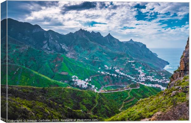 View of the town of Taganana in Tenerife. Canvas Print by Joaquin Corbalan