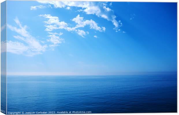 A deep blue in the sea, background with the calm and infinite co Canvas Print by Joaquin Corbalan