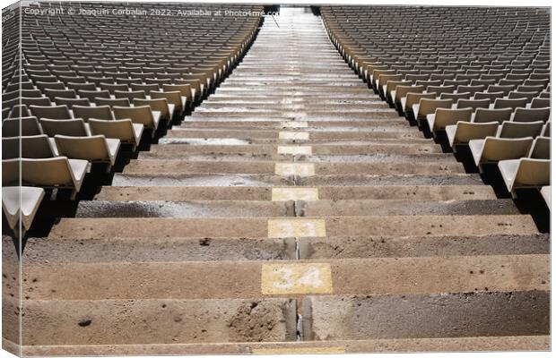 Detail of the empty stands of a large sports stadium, without at Canvas Print by Joaquin Corbalan