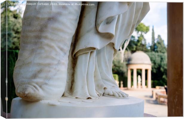 Detail of a marble statue out of focus in the background of a cl Canvas Print by Joaquin Corbalan