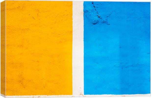 A background painted in two halves of yellow and blue, separated Canvas Print by Joaquin Corbalan