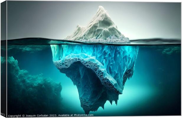 Submerged iceberg, painted drawing, warming concept. Ai generate Canvas Print by Joaquin Corbalan