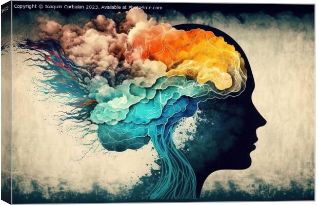 Colorful illustration of a human intelligence, mind of a woman f Canvas Print by Joaquin Corbalan