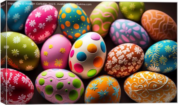 Colorful easter eggs, a complete background for designs. Ai gene Canvas Print by Joaquin Corbalan