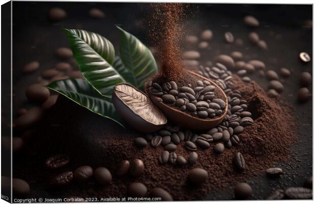 Ground cocoa powder, food studio photo. Ai generated. Canvas Print by Joaquin Corbalan