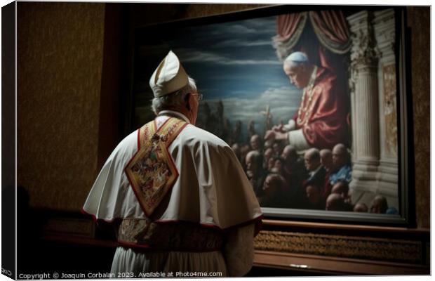 The pope, a religious man, with his back turned, l Canvas Print by Joaquin Corbalan