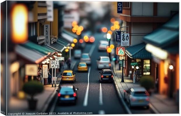 A tilt shift of the streets of a Japanese city. Ai Canvas Print by Joaquin Corbalan