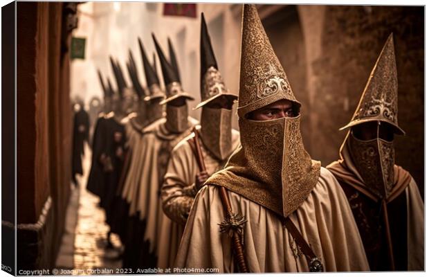 Different costumes of people in procession dressed as traditiona Canvas Print by Joaquin Corbalan
