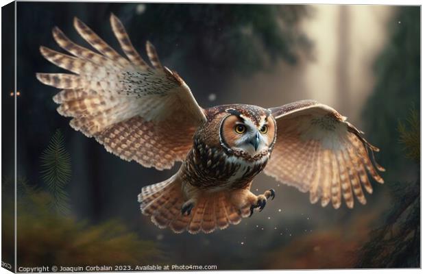 An owl flutters. Ai generated. Canvas Print by Joaquin Corbalan