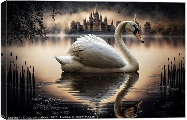 Beautiful swan at nightfall. Ai generated. Canvas Print by Joaquin Corbalan