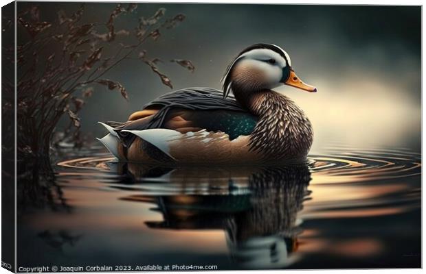 Illustration of a colorful duck. Ai generated. Canvas Print by Joaquin Corbalan