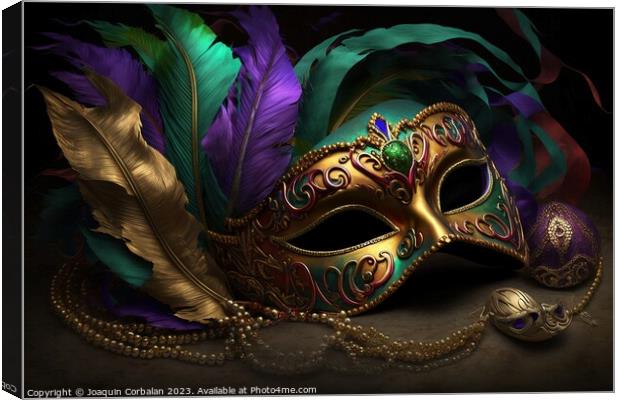 Venetian style carnival mask, very colorful and ornate. Ai gener Canvas Print by Joaquin Corbalan