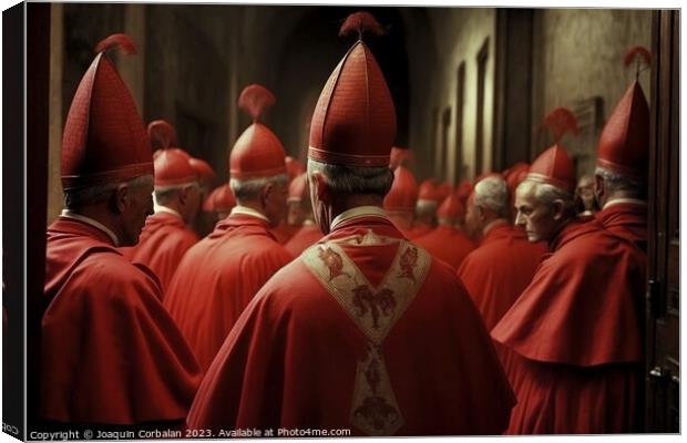 Gathered cardinals and bishops discuss the election of a new Pop Canvas Print by Joaquin Corbalan
