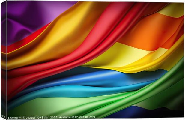 Waving gay flag in bright colors. Canvas Print by Joaquin Corbalan