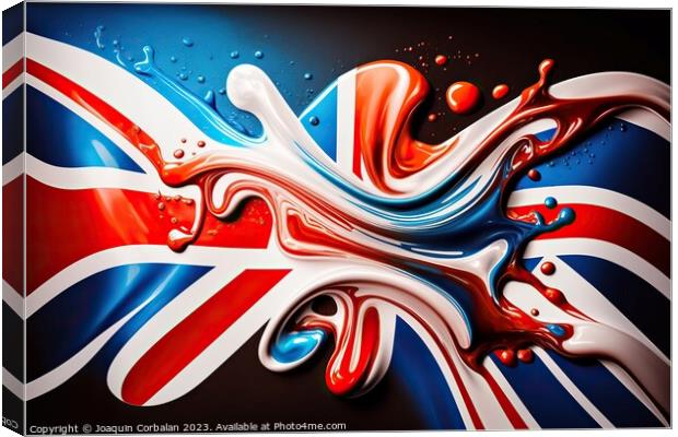 United Kingdom flag drawn with liquid paint fade. AI generated. Canvas Print by Joaquin Corbalan