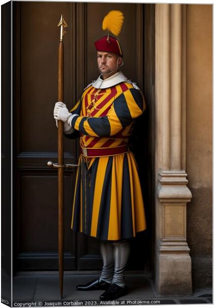 Representation of the guards of the Swiss guard of the Vatican,  Canvas Print by Joaquin Corbalan