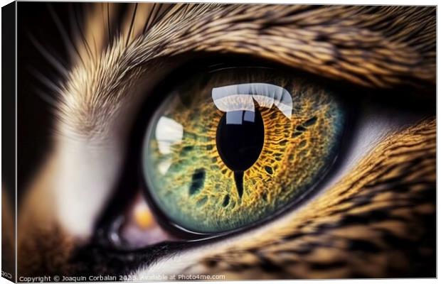 Close-up of the eye of a feline like a cat. Ai generated. Canvas Print by Joaquin Corbalan