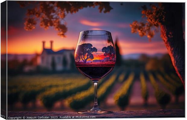 Relaxing moment with a glass of rosé wine at sunset in a Europe Canvas Print by Joaquin Corbalan