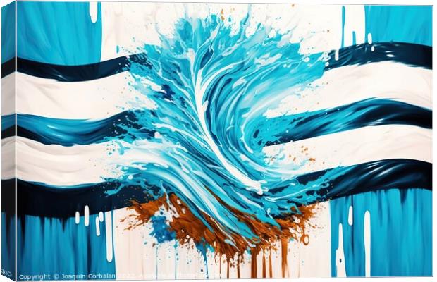 Argentinian flag, drawn with liquid acrylic. Ai generated. Canvas Print by Joaquin Corbalan