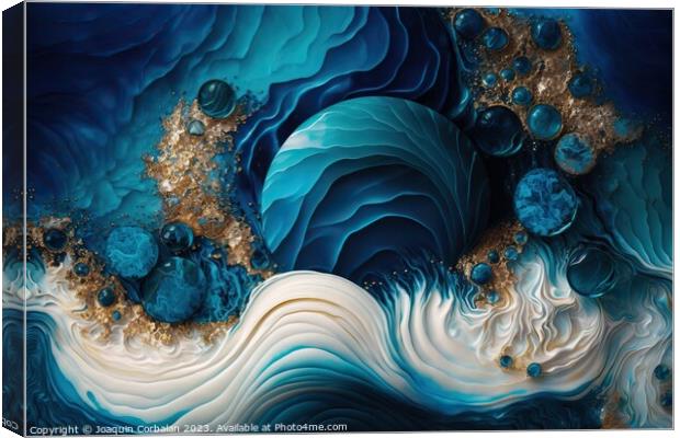 Artistic drawing of an abstract sea with metaphorical blue waves Canvas Print by Joaquin Corbalan
