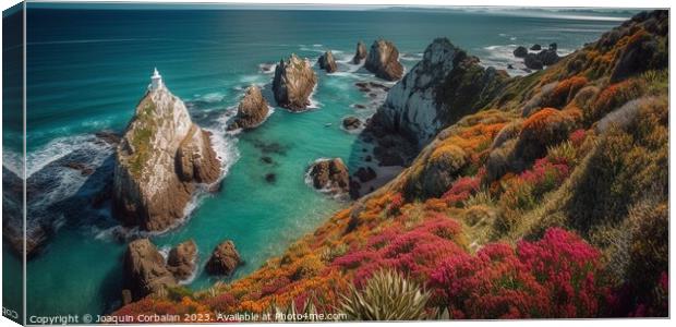 The rugged coastline of Nugget Point in Otago, where the vast ex Canvas Print by Joaquin Corbalan