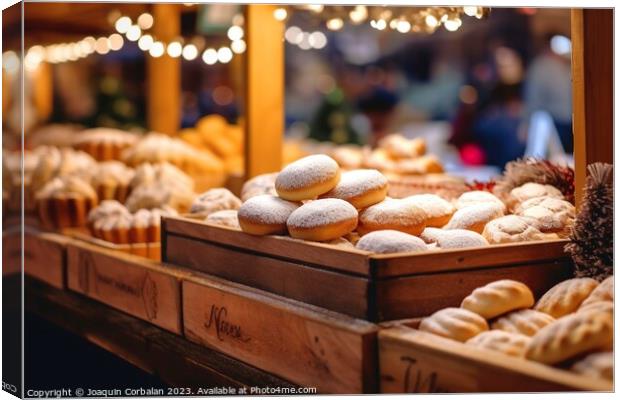 Delicious traditional handmade Christmas sweets, for sale at a m Canvas Print by Joaquin Corbalan